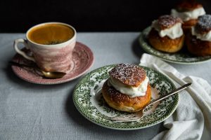 Homemade Semlor Buns With Frangipane And Whipped Cream